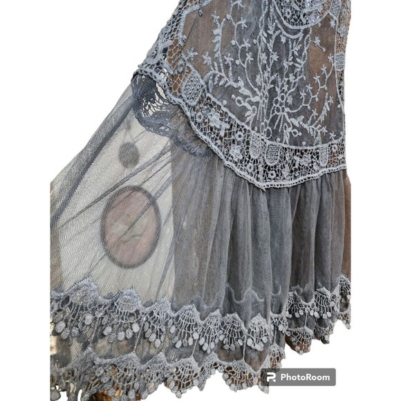VioletRuby French Sheer Embroidered Top Eyelet Crochet Hippie XL Boho NEW - Picture 4 of 8